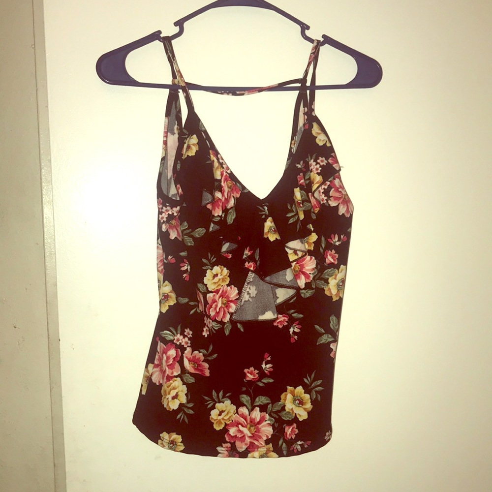 Floral black top